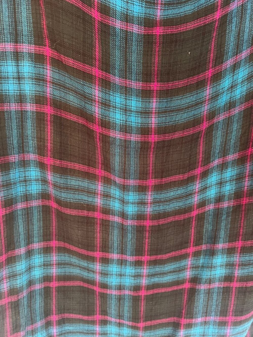 Avenue Plaid Tunic Top 26/28 Blue Green Knit Flannel Keyhole Lightweight Shirt - Picture 3 of 10